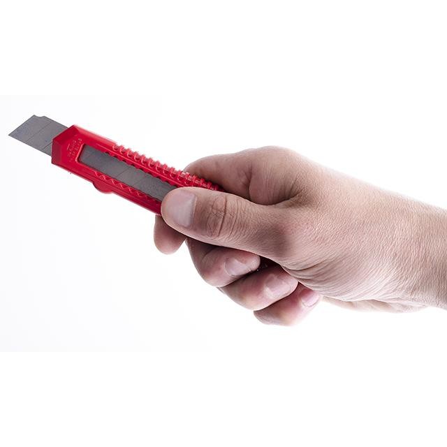 Ніж канцелярський великий 18мм., прорізний з отломним лезом INTERTOOL - фото 6