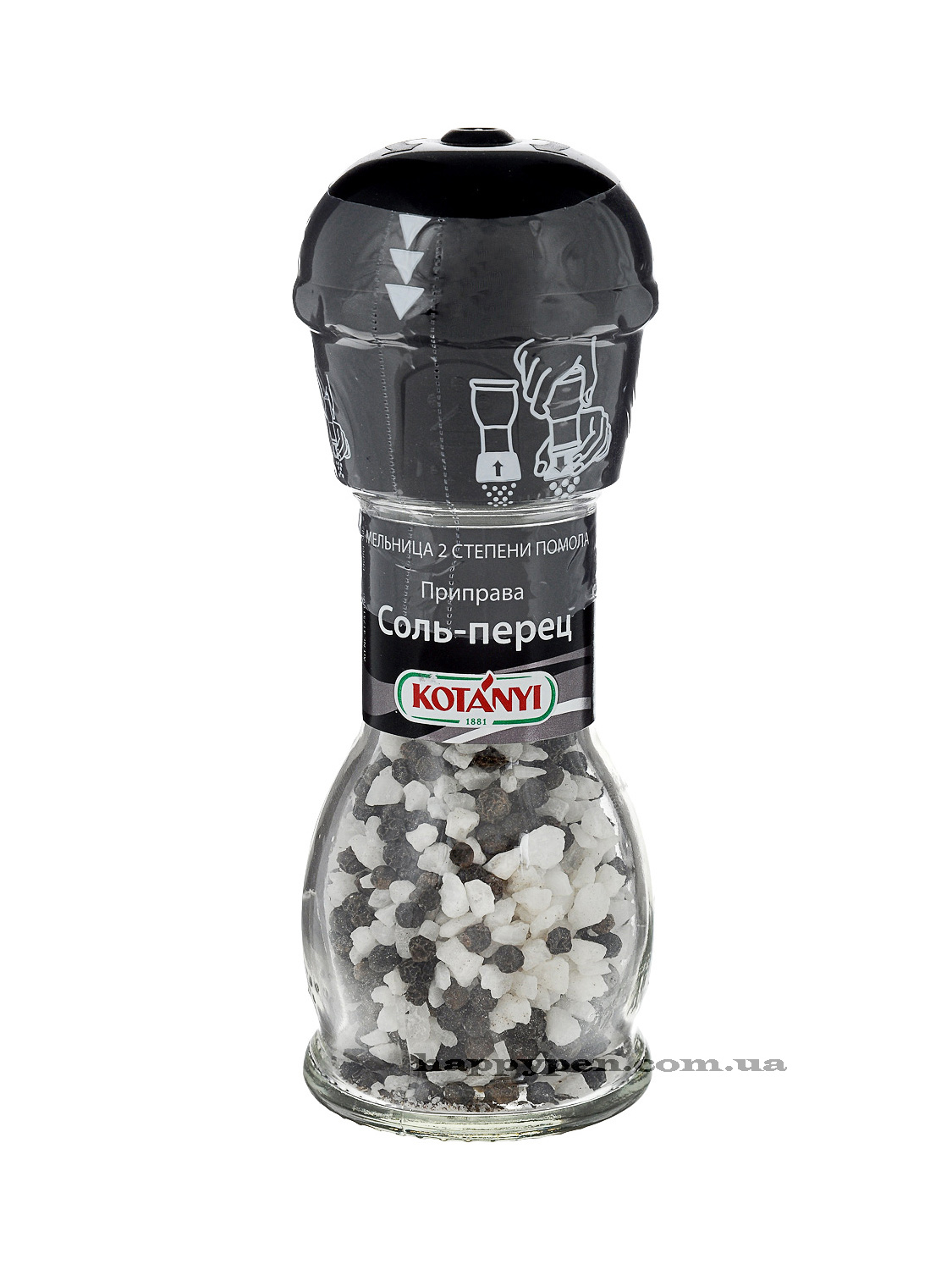 Сіль морська йодована з перцем 65г., млинок KOTANYI - фото 1