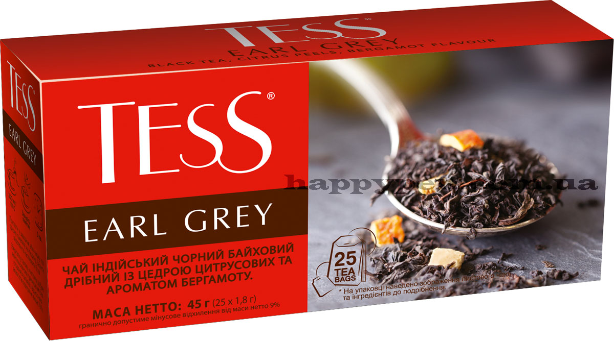 Чай чорний ароматизований Earl Grey, 25пак. по 1,6г. Tess - фото 1