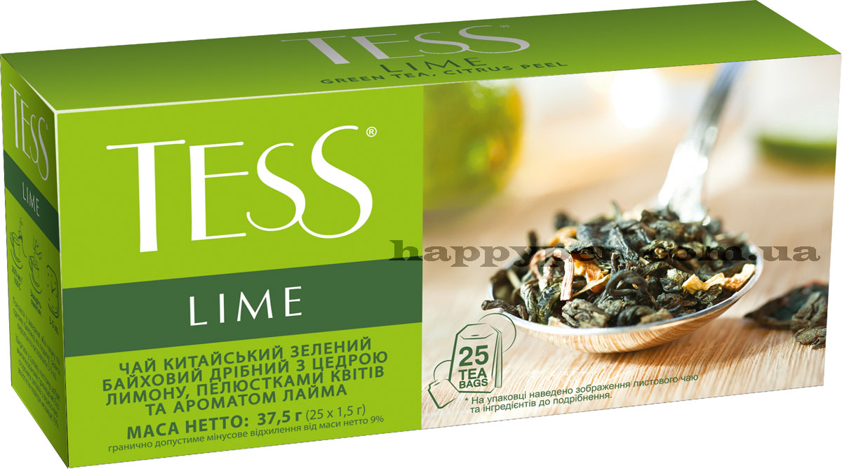 Чай зеленый ароматизированный Lime, 25пак. по 1,5г. Tess - фото 1