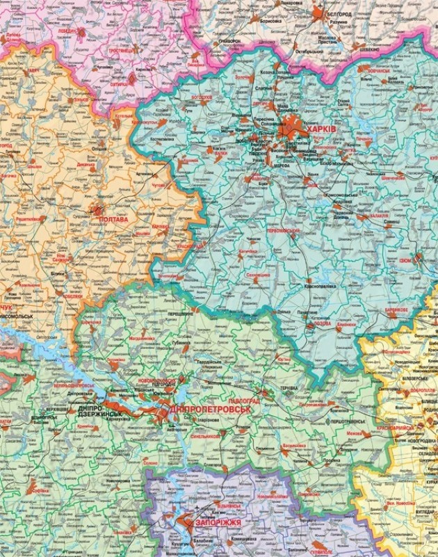 Карта України адміністративна 193*133см,  картон Україна - фото 1