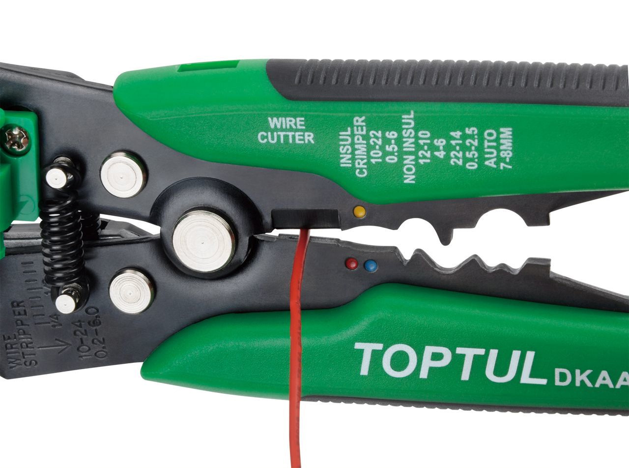 Кліщі для обтиску клем та зняття ізоляції, посилені TOPTUL - фото 1