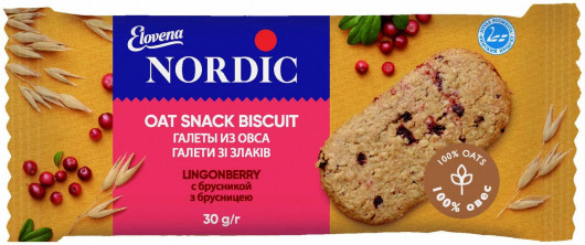 Галеты из овса NORDIC 30шт/уп., Брусника  Elovena (Nordic) - фото 1