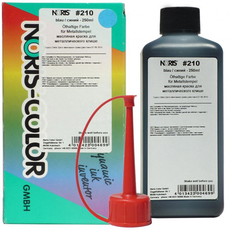 Штемпельна фарба швидкосохнуча на олійній основі 210, 250мл., син. Noris - фото 1