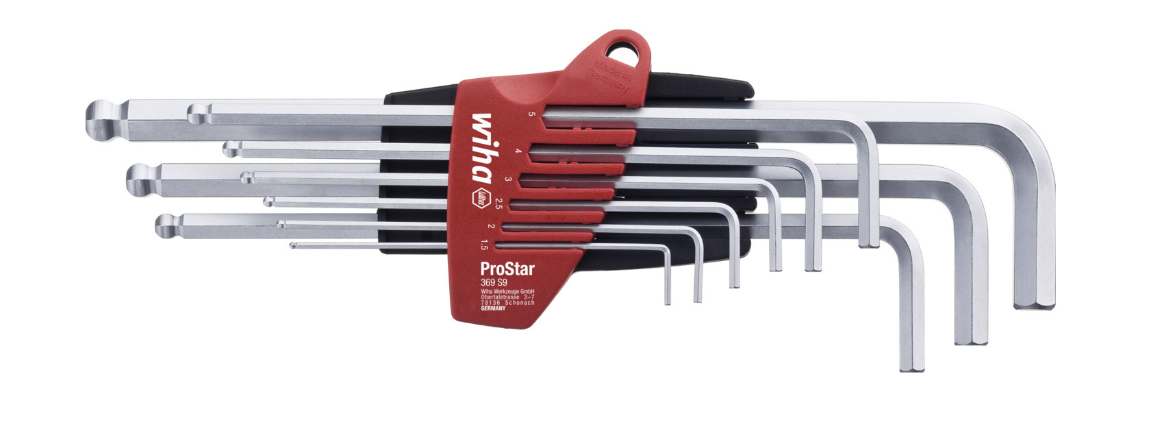 Набор Г-образных шестигранных ключей, дюймовых в держатели ProStar, 9 единиц Wiha - фото 3