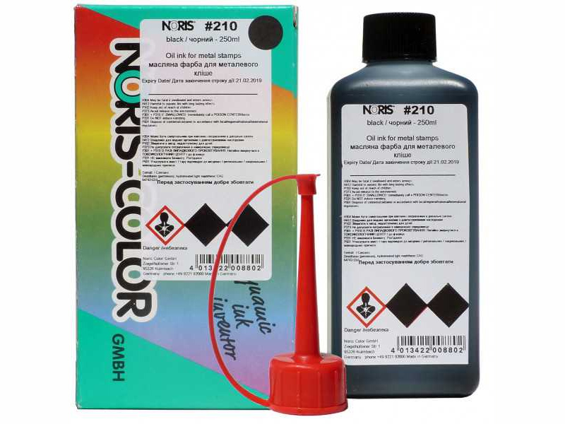 Штемпельна фарба швидкосохнуча на олійній основі 210, 250мл., чорн. Noris - фото 1