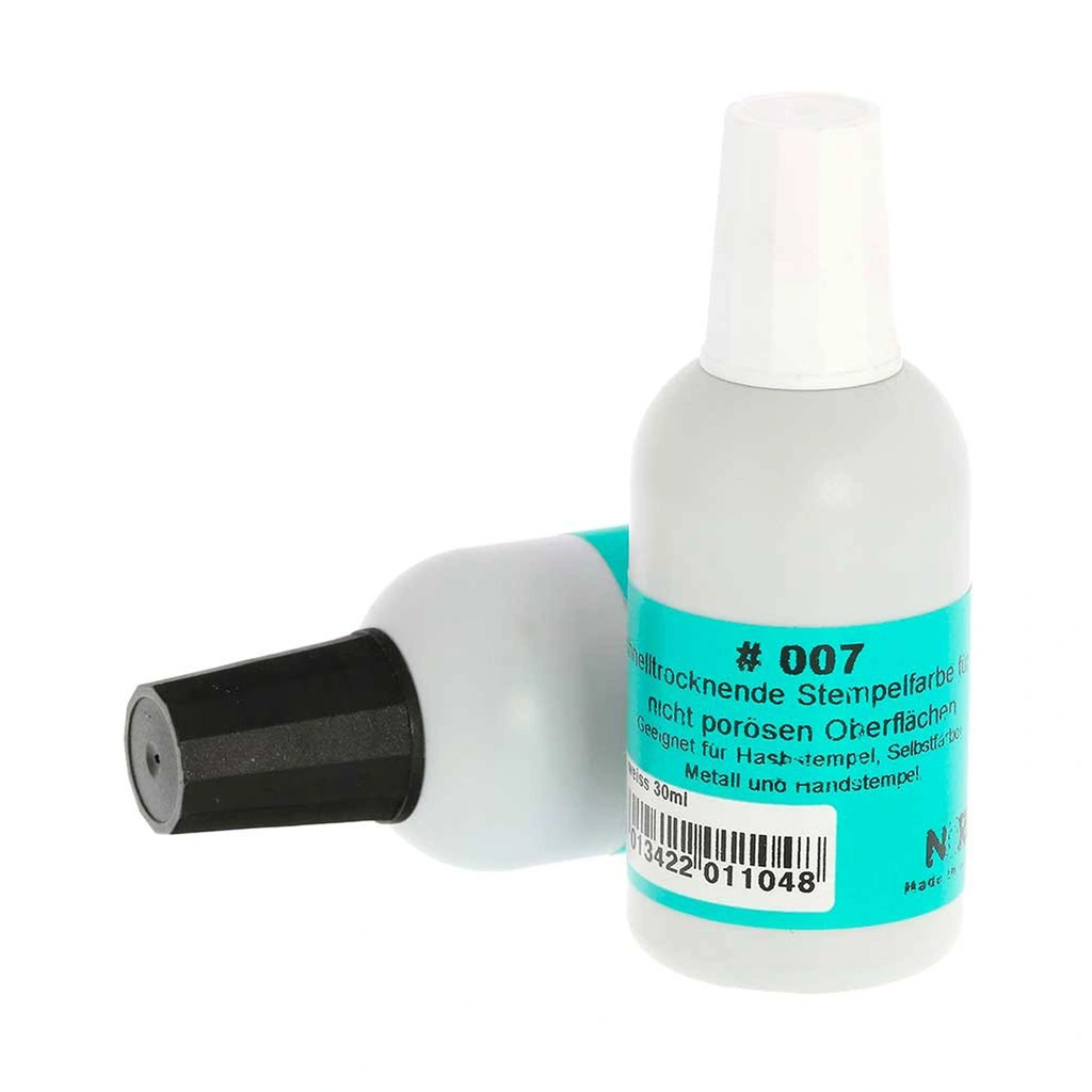 Штемпельная краска быстросохнущая на глицериновой основе 007, 30мл., бел. Noris - фото 2