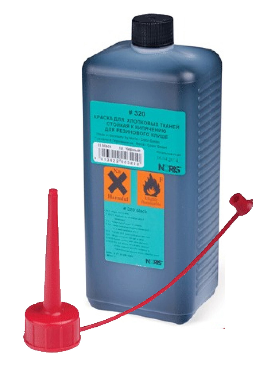 Штемпельна фарба для тканин (текстилю) на спиртовій основі 320, 1л., чорн. Noris - фото 1