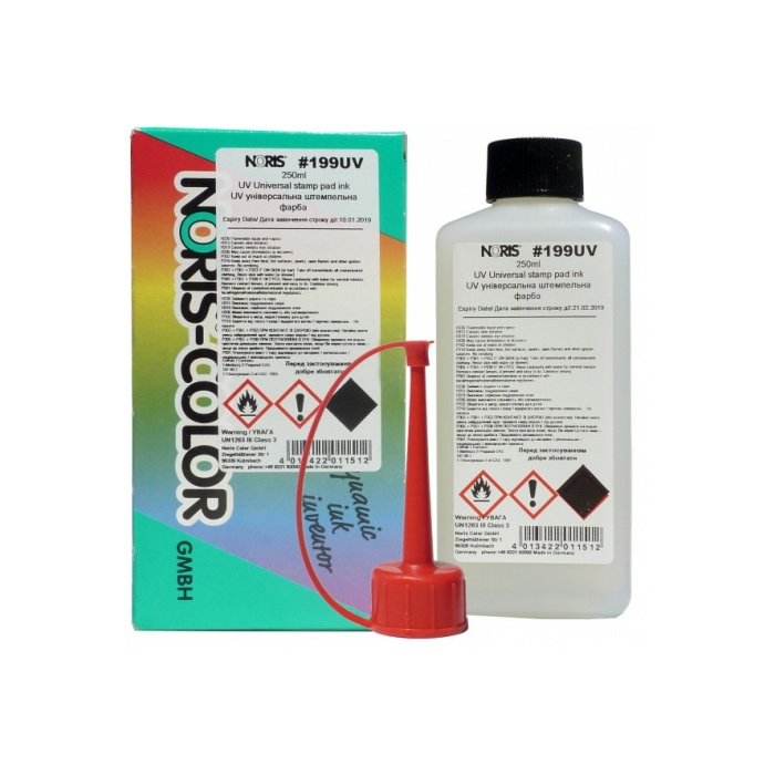 Штемпельная краска ультрафиолетовая универсальная на спиртовой основе 199UV, 250мл., невидимая Noris - фото 1