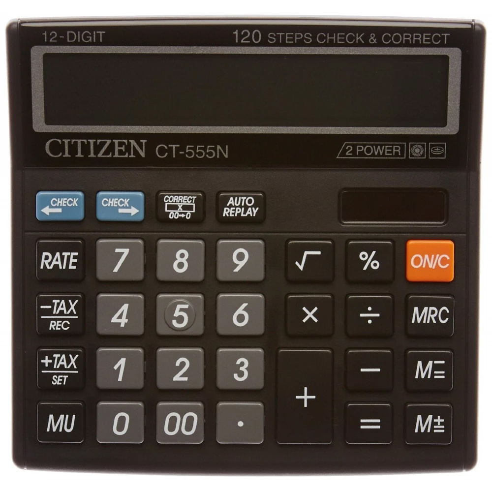 Калькулятор бухгалтерский CT-555N, 12 разрядов, 130х129х34мм., черн. Citizen - фото 1