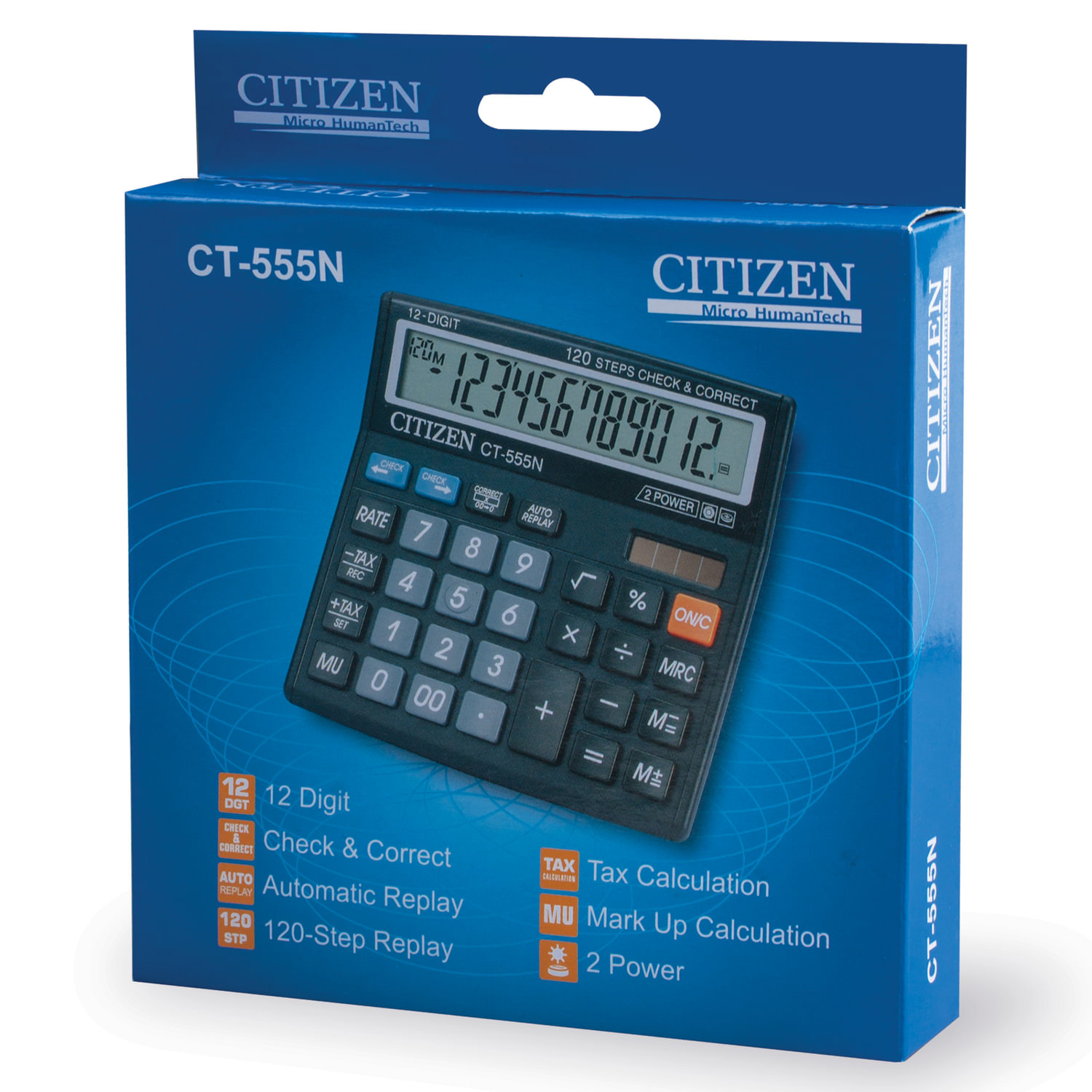 Калькулятор бухгалтерский CT-555N, 12 разрядов, 130х129х34мм., черн. Citizen - фото 2