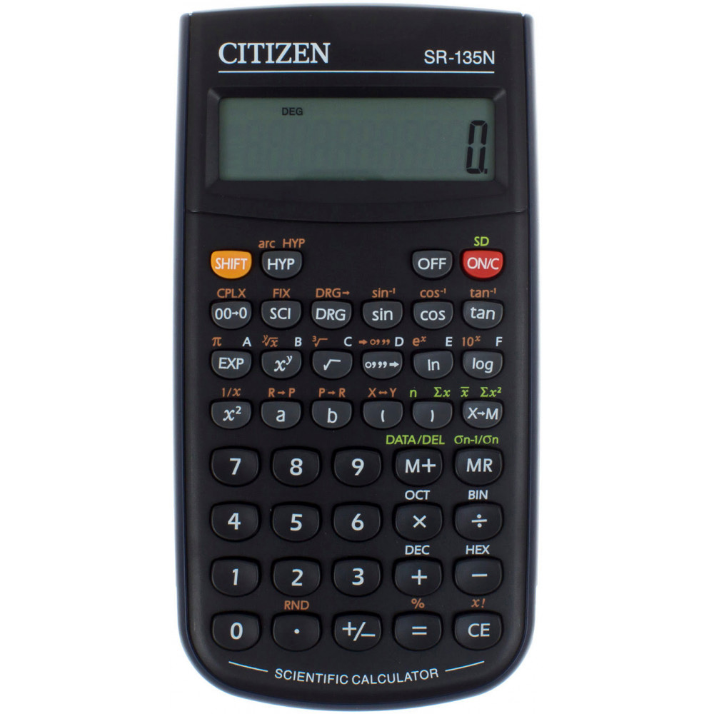 Калькулятор інженерний SR135N, 10 розрядів., 128 функц., (154х84х19мм.), чорн. Citizen - фото 1