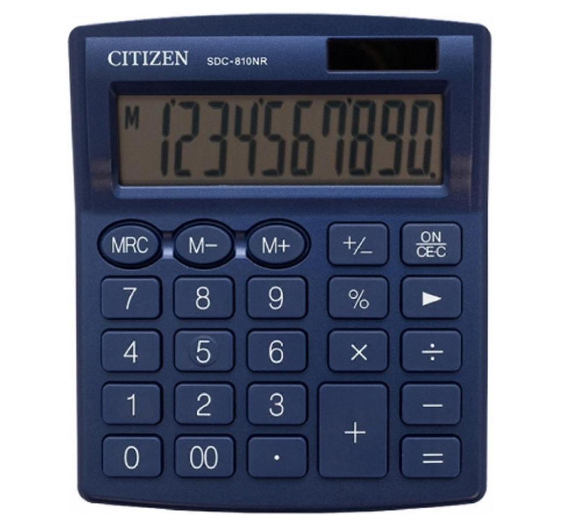 Калькулятор бухгалтерский SDC-810NR 10 разрядов, 124х102х25мм., син. Citizen - фото 1