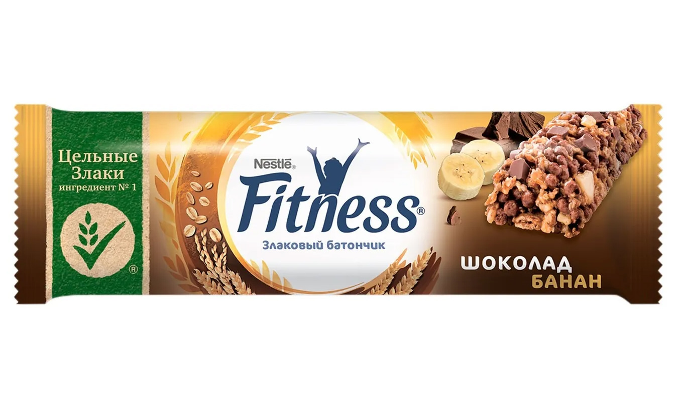 Батончик з цільними злаками, шоколадом та бананом Фітнес 23,5г. Nestle - фото 1