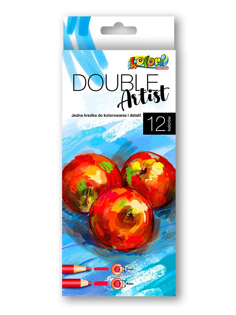 Олівці кольорові двосторонні 4/3мм., 12цв., Double Artists, асорті Penmate - фото 3