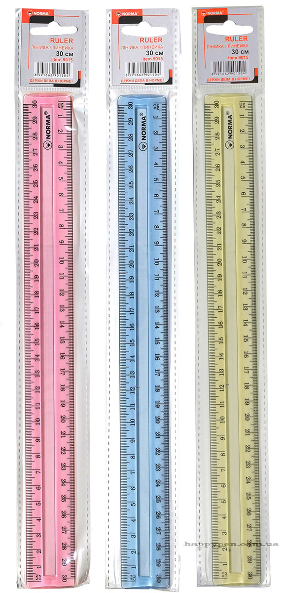 Лінійка пластикова 30см, кольорова прозора, асорт. NORMA - фото 1