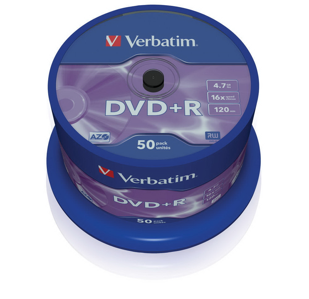 Диск DVD+R 4.7 Gb/120min 16x 50шт/уп. Cake Box Verbatim - фото 1