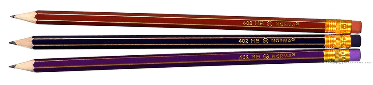 Олівець графітний з гумкою НВ, корпус з кольоровими та жовтими гранями, 12шт./уп. NORMA - фото 4