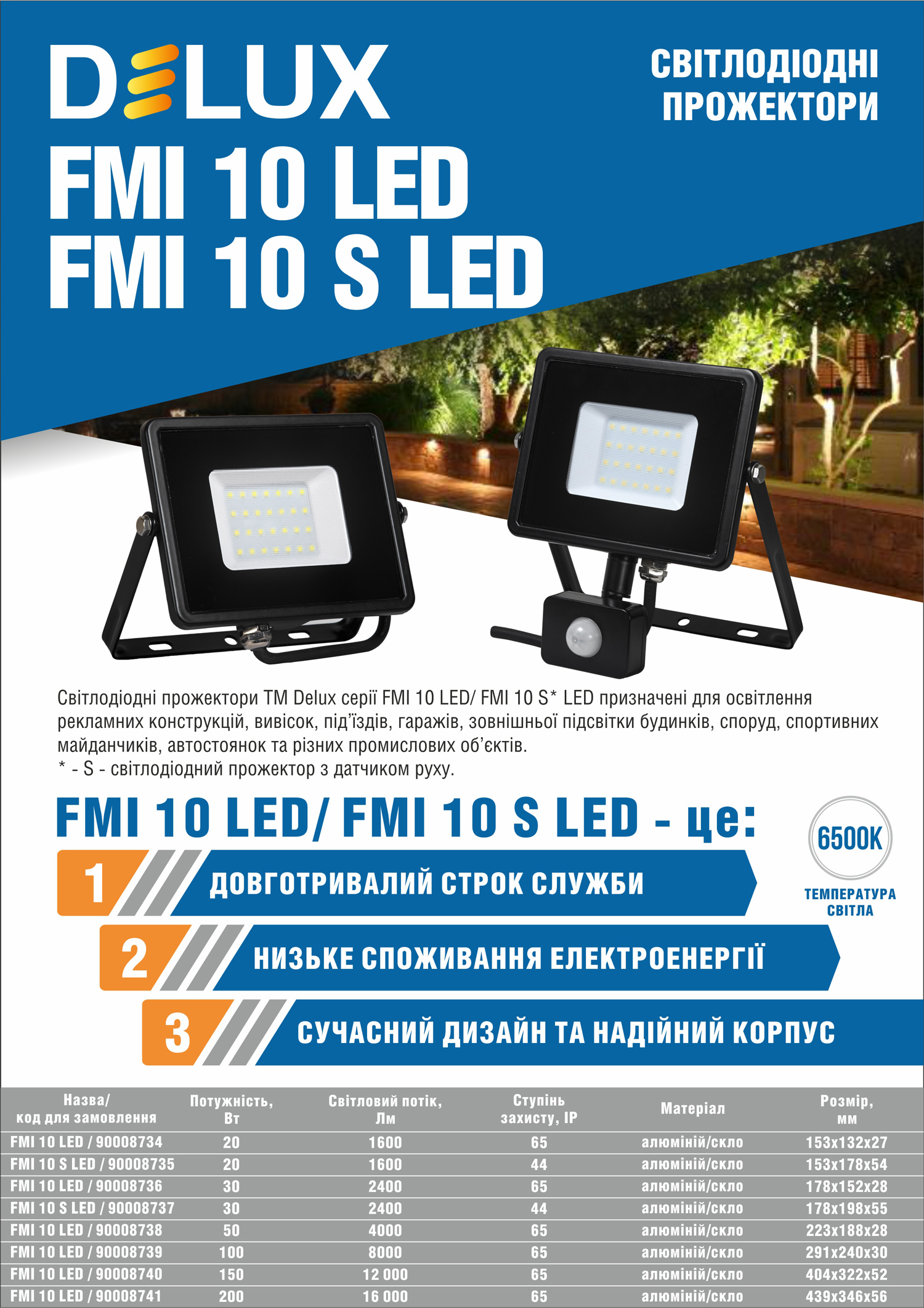 Прожектор светодиодный DELUX FMI 10 LED IP65, 30Вт 6500K, черн. DeLux - фото 4