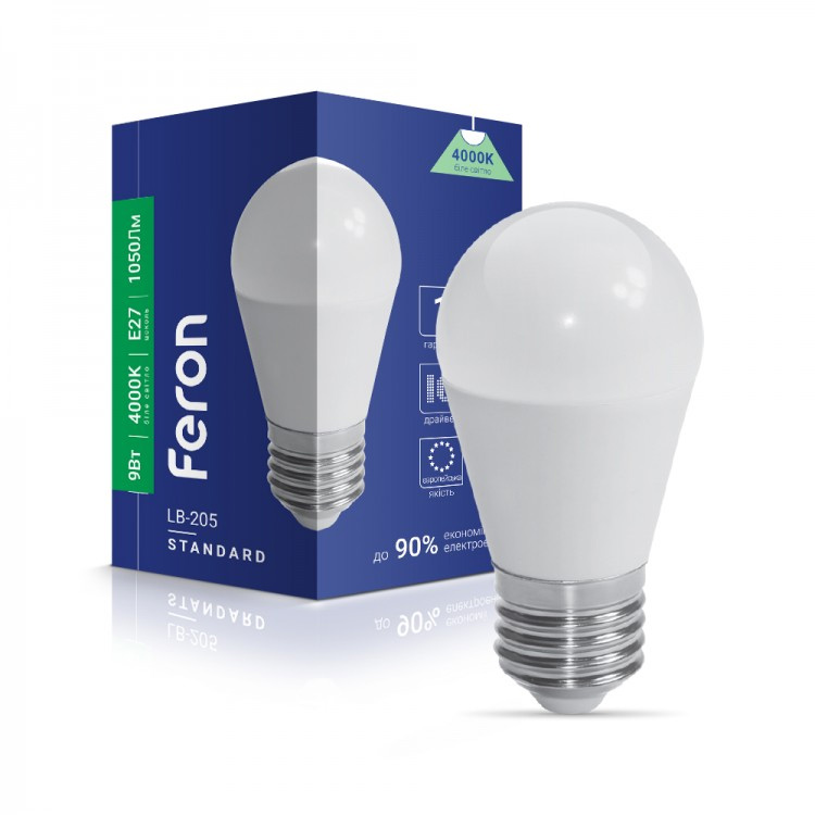 Лампа світлодіодна Е27 LB-205 9Вт. G45 4000К Feron - фото 2
