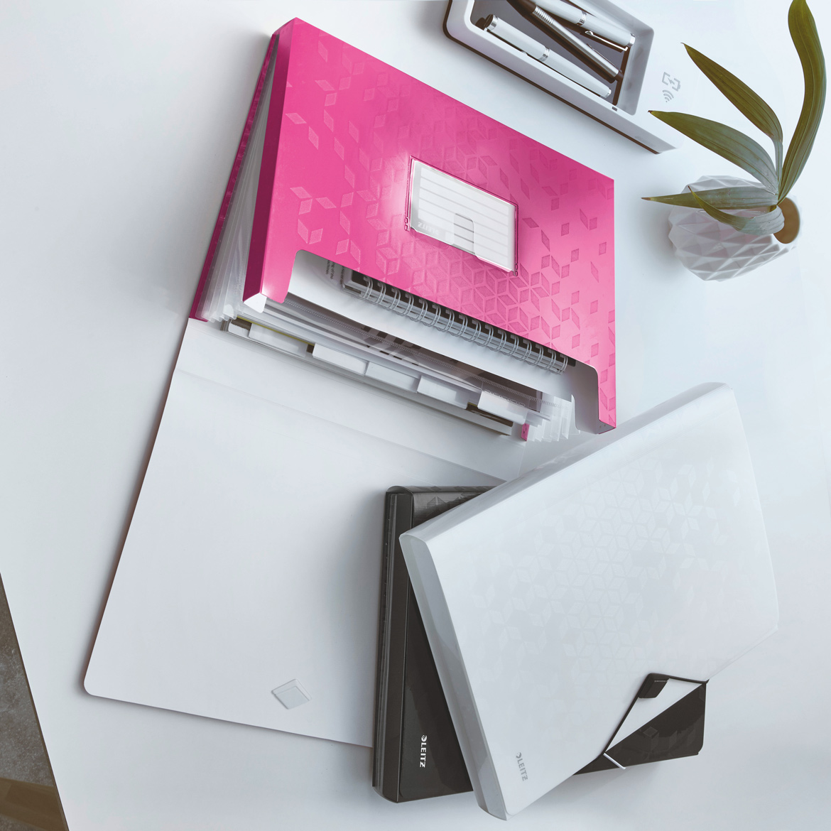 Папка-картотека на 6 відділень Wow, А4, на гумках, з перегородками, метал. рожев. LEITZ - фото 3