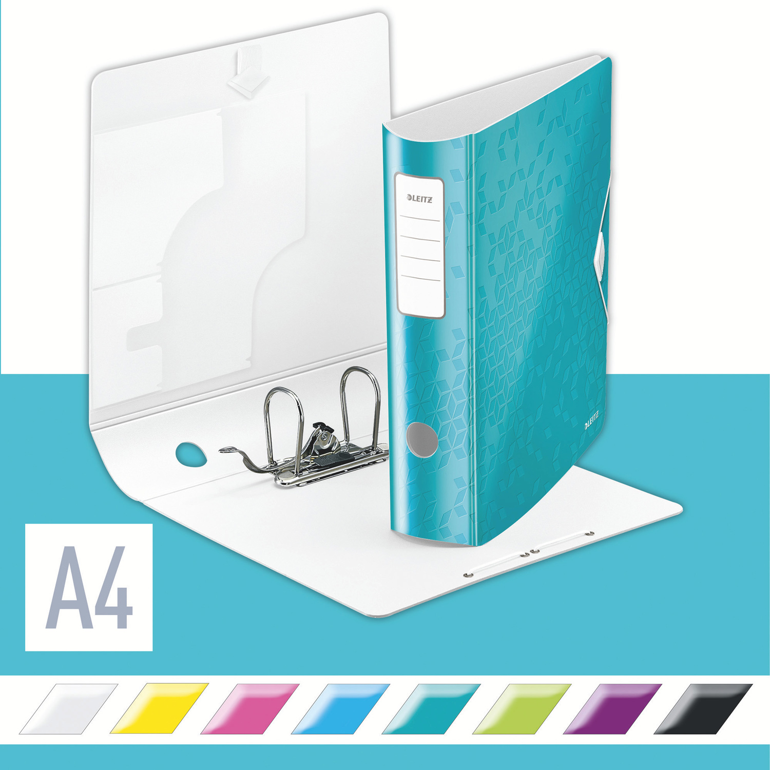 Регистратор 8,2см. А4 (PP) Active Wow, метал. бирюз. LEITZ - фото 5