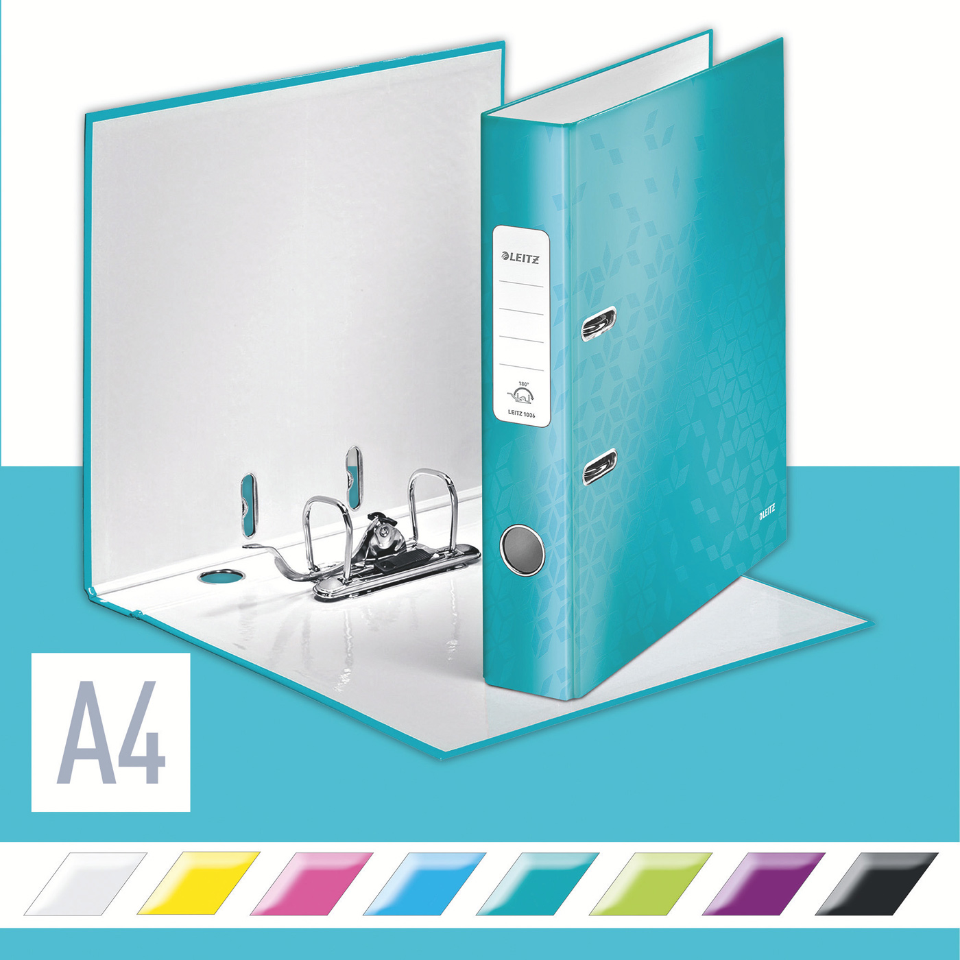 Реєстратор 5см. А4 (PP) Wow, метал. бірюз. LEITZ - фото 1