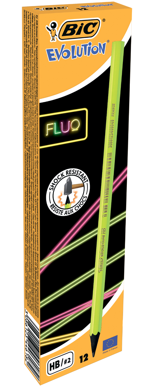 Олівець простий графітний без гумки HB ECO Evolution Fluo, пластиковий корпус Bic - фото 1
