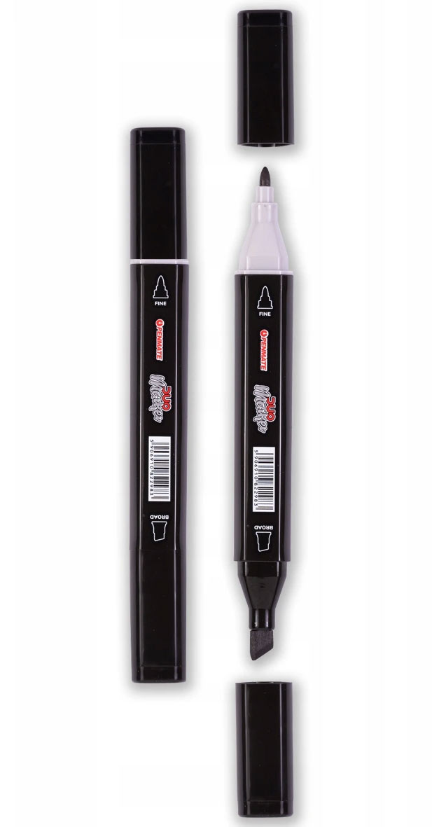 Маркер перманентный DUO круглое и скошенное острие, 12цветов Penmate - фото 1