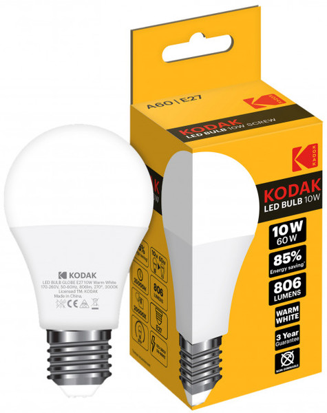 Лампа светодиодная LED E27 A60 10Вт. 3000К (тёплый белый свет) - фото 1