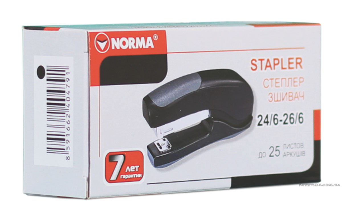 Степлер 24/6, 25арк., чорн. NORMA - фото 1