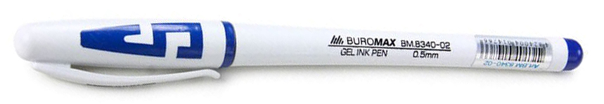 Гельова ручка JOBMAX, корпус, біл., ст., син. BuroMax - фото 1