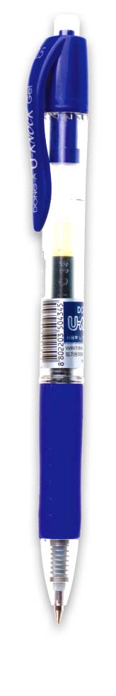 Гелевая ручка авт. U-KNOCK 0,5мм., корпус прозрач., ст. син. Dong-A - фото 1