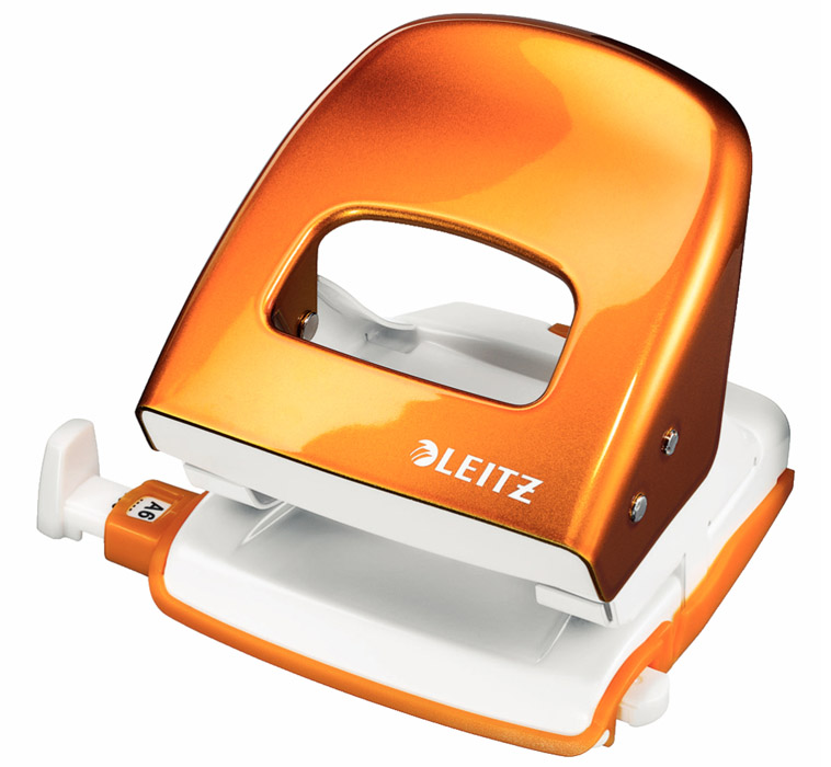 Дырокол на 2 отверстия, до 30 листов Wow, металлический оранж. LEITZ - фото 1