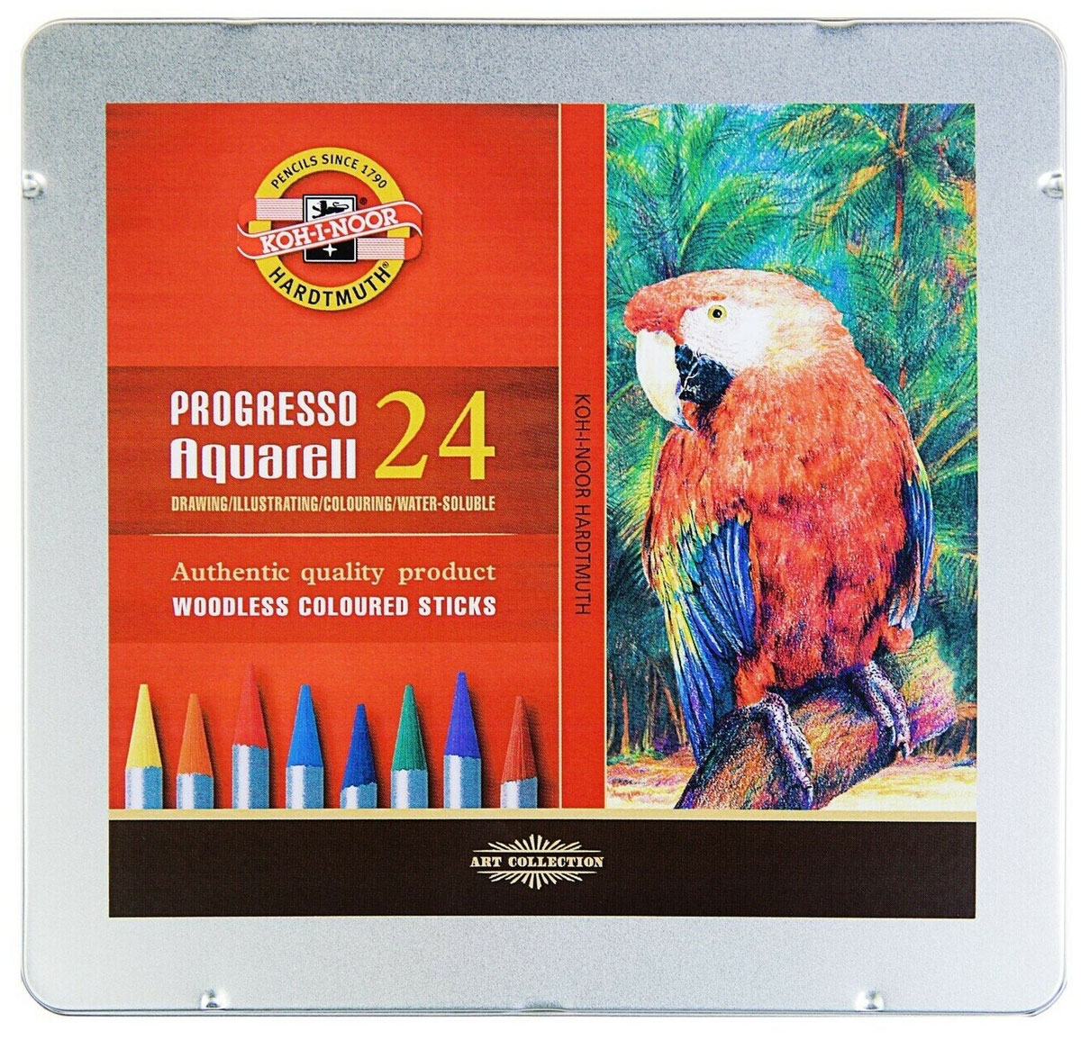 Карандаши акварельные бездревесные, 24цв. Progresso 8784, метал/коробка Koh-i-noor - фото 2