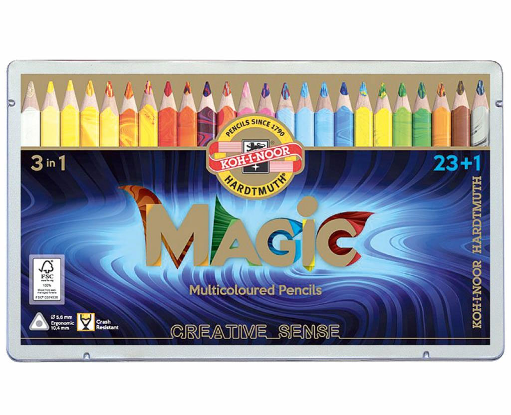 Олівці багатокольорові, 23кол., MAGIC 3 in 1,+ блендер, метал./коробка Koh-i-noor - фото 1