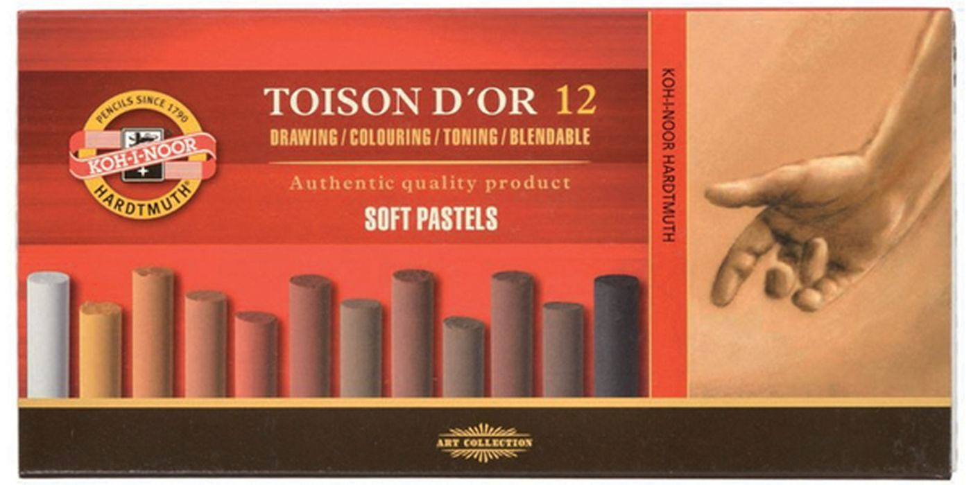 Пастель сухая 12 цветов, TOISON D'OR 8522012002br, коричневые оттенки. Koh-i-noor - фото 1