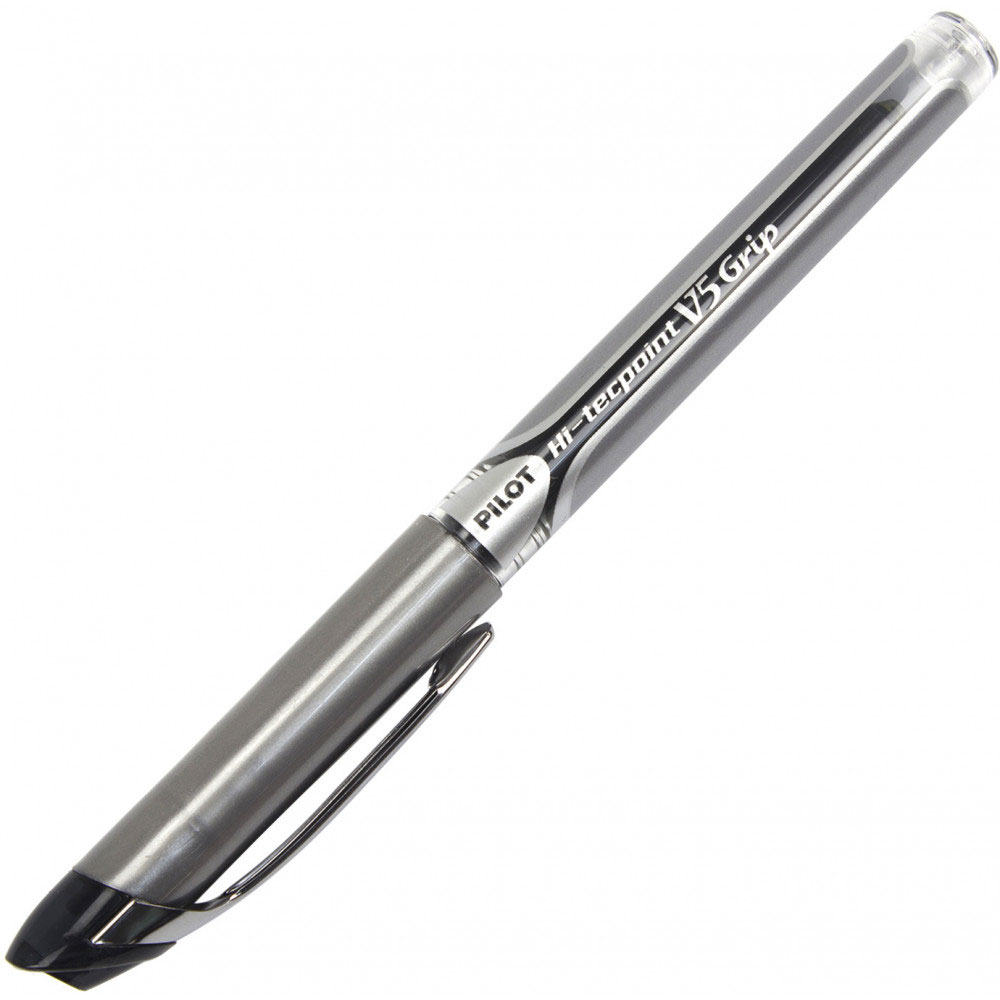 Капилярная ручка V-5 GRIP 0,5мм, корпус сер., ст. черн. Pilot - фото 2