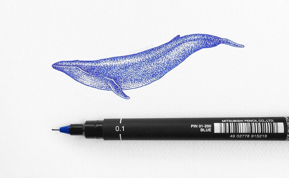 Линер Pin fine line, 0,1мм., корпус черн., стержень син. Uni - фото 2