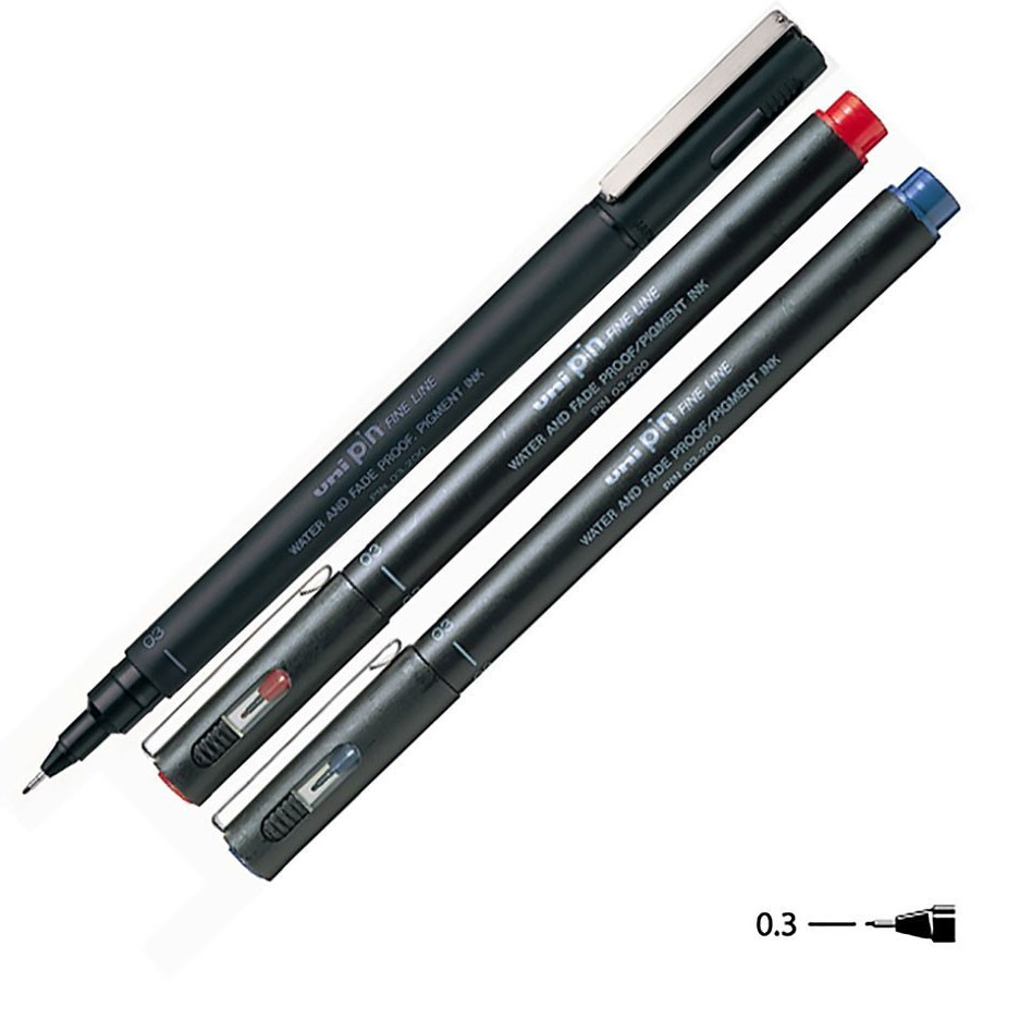 Лінер Pin fine line 0.3мм., корпус, чорн., ст., чорн. Uni - фото 1