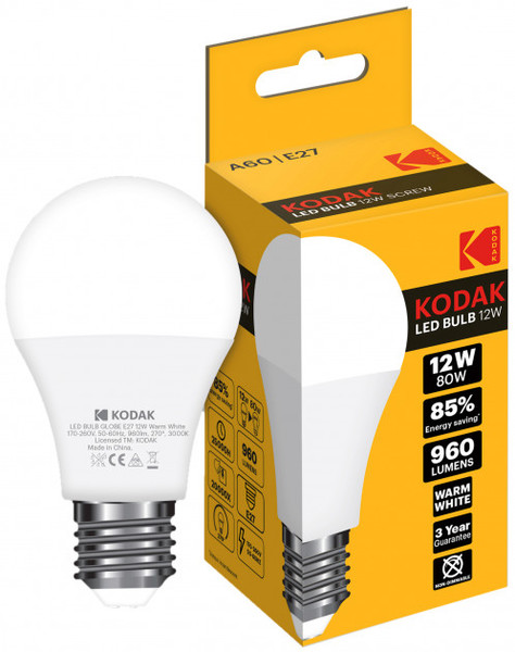 Лампа світлодіодна LED Е27 A60 12Вт. 3000К (тепле біле світле) Kodak - фото 1