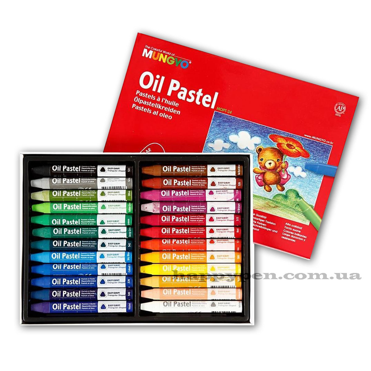 Пастель масляна 24кол., трикутної форми, MOPT-24 Mungyo - фото 1