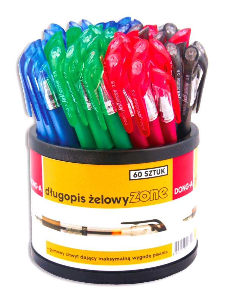 Гелевая ручка Zone 0,5мм., корпус прозр., дисплей 60шт., ассорт. Dong-A - фото 4