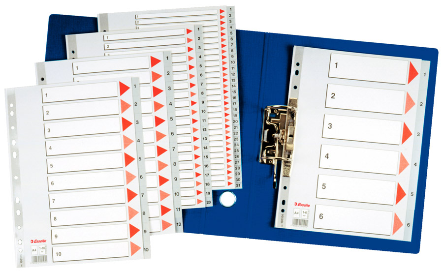 Разделитель страниц цифровой 1-10, пласт. Esselte - фото 1