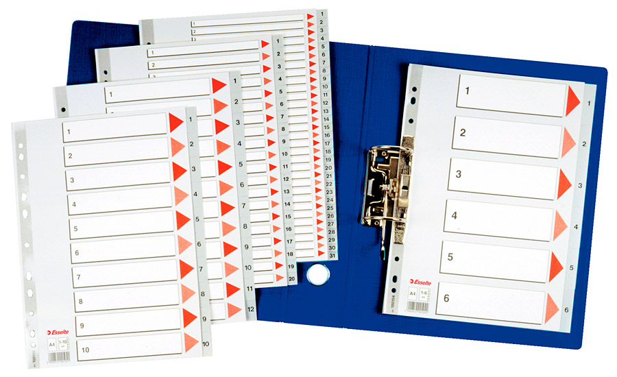 Розділювач сторінок цифровий 1-12, пластик. Esselte - фото 1
