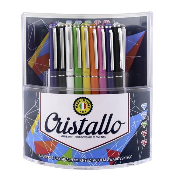 Ручка кулькова автоматична CRISTALLO з кристалом Swarovski, стерж. син., мет. корп., асорті Penmate - фото 2