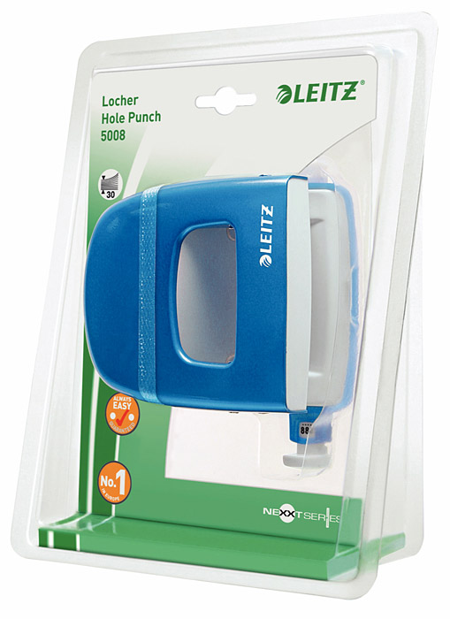Діркопробивач на 2 отвори, до 30 аркушів Leitz WOW, металевий, синій металік LEITZ - фото 2