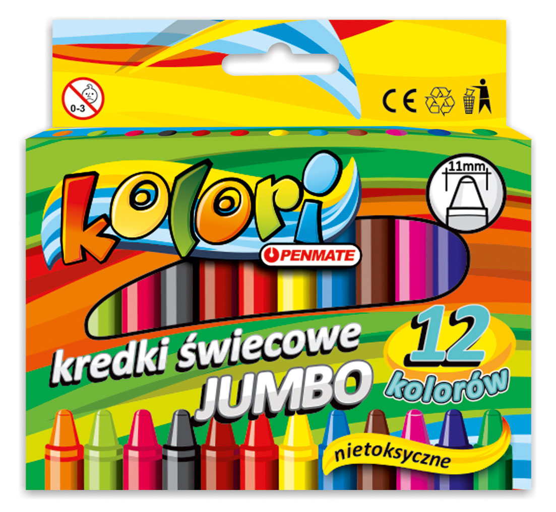 Карандаши восковые 12цв. Premium Kolori Jumbo Penmate - фото 1