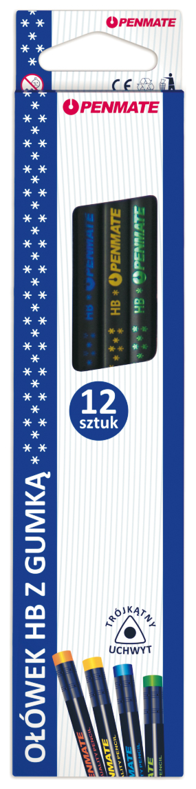 Карандаш чернографитный с резинкой НВ 