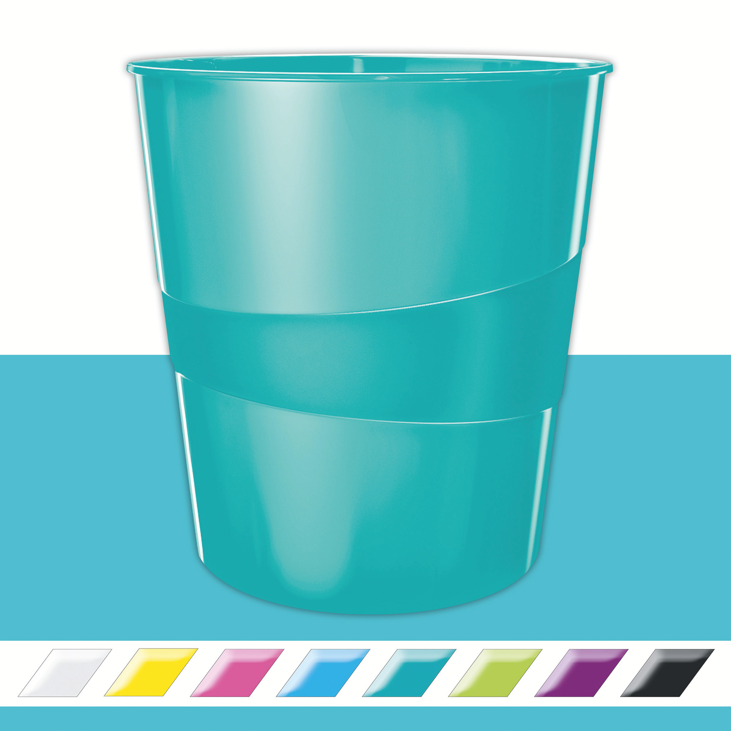 Корзина для бумаг Wow 15л. метал. бирюз. LEITZ - фото 1